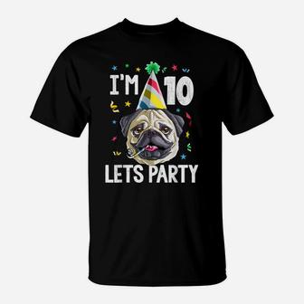 Pug Birthday 10Th T Shirt Kids Boys Girls Gift Idea Party T-Shirt | Crazezy UK