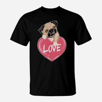 Pug Dog Valentine T-Shirt - Monsterry DE