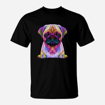 Pug Pop Art Colorful Portrait Carlino For Dog Lovers T-Shirt | Crazezy UK