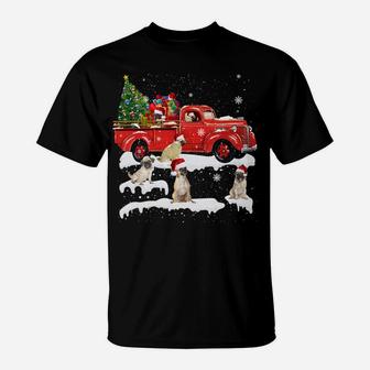Pug Riding Red Truck Merry Christmas X-Mas Ugly Gift T-Shirt | Crazezy CA