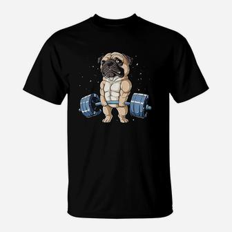 Pug Weightlifting Funny Deadlift Men Fitness Gym Workout T-Shirt | Crazezy DE