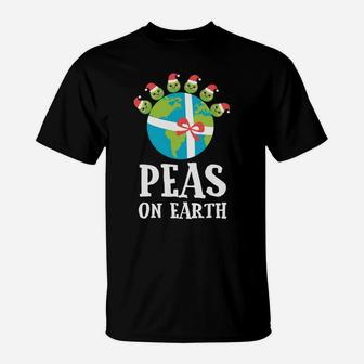 Pun Christmas Sayings Peas On Earth Funny Xmas Gift Sweatshirt T-Shirt | Crazezy UK