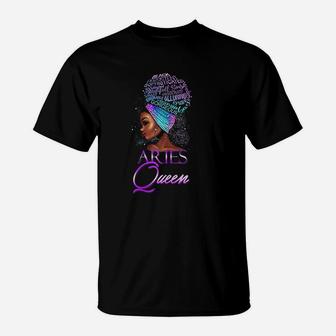 Purple Aries Queen African American Woman March April T-Shirt | Crazezy DE