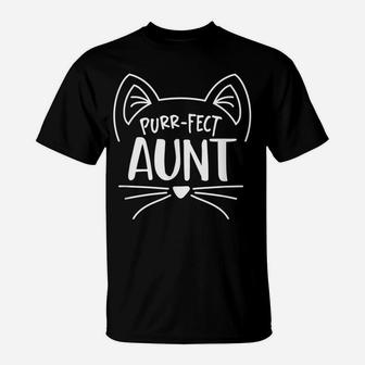 Purr-Fect Aunt Gift Aunties Cat Lovers T-Shirt | Crazezy