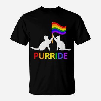 Purride Cute Vintage Lgbt Gay Lesbian Pride Cat T-Shirt - Monsterry