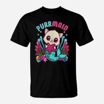 Purrmaid Cute Mermaid And Cat Gift For Girls T-Shirt | Crazezy UK