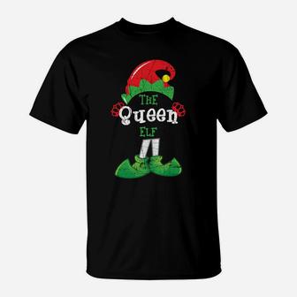 Queen Elf Funny Christmas Matching Gifts Holiday Distressed Sweatshirt T-Shirt | Crazezy UK