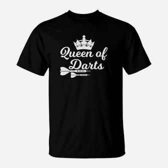 Queen Of Darts White Funny Dar Gift T-Shirt - Thegiftio UK