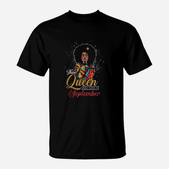 Queens Are Born In September Birthday Gift Women Girls T-Shirt | Crazezy
