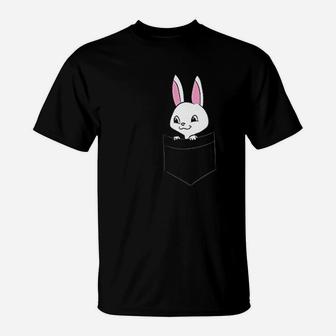 Rabbit Bunny In The Pocket Cute Pocket Pet Bunny T-Shirt - Thegiftio