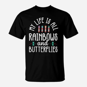 Rainbow Butterflies Phlebotomist Phlebotomy Technician Nurse T-Shirt | Crazezy