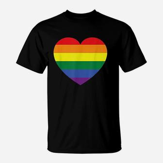 Rainbow Flag Colored Heart T-Shirt | Crazezy