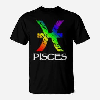 Rainbow Gay Pride Zodiac Pisces T-Shirt - Monsterry