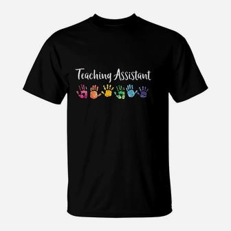 Rainbow Handprint For Teacher Assistants T-Shirt | Crazezy