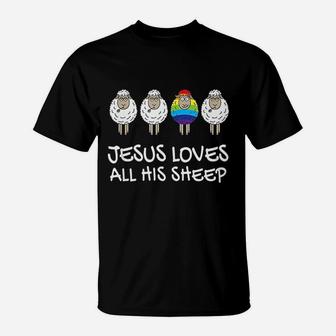 Rainbow Jesus Loves All His Sheep T-Shirt | Crazezy UK