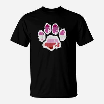 Rainbow Lesbian Pride Furry Dog Paw Print Lgbt T-Shirt - Monsterry