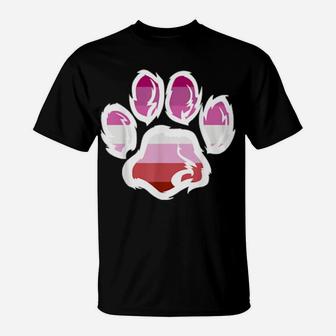 Rainbow Lesbian Pride Furry Dog Paw Print Lgbt T-Shirt - Monsterry AU