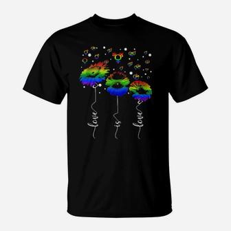 Rainbow Lgbt Flower Love Is Love T-Shirt - Monsterry