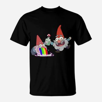 Rainbow Puking Party Gnome Gravity Inspired Big Dipper Falls T-Shirt | Crazezy