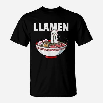 Ramen Llama Noodle Llamen Japanese Bowl Cup Miso T-Shirt | Crazezy UK