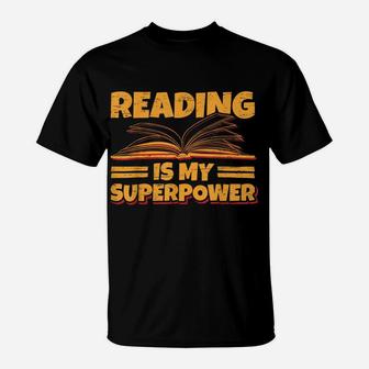 Reading Is My Superpower Kids Library Bookmark Students Tee T-Shirt | Crazezy