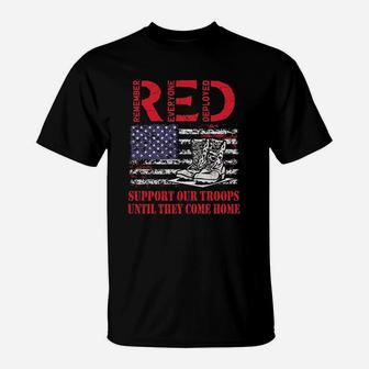 Red Friday Military Support Our Troops Us Flag Army Navy T-Shirt | Crazezy UK