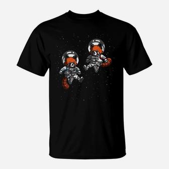 Red Panda Bear Space Astronauts Animal Lover Panda Space T-Shirt | Crazezy