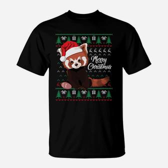 Red Panda Christmas Ugly Sweater Merry Xmas Pajamas Gift Sweatshirt T-Shirt | Crazezy AU