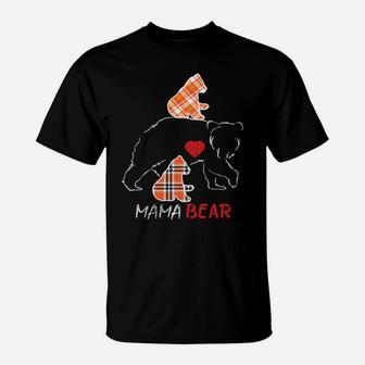 Red Plaid Flannel Bear Mama Proud Mom Family Matching Pajama T-Shirt | Crazezy