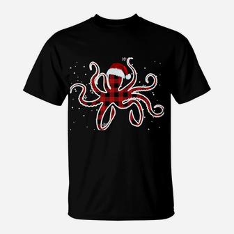 Red Plaid Octopus Pajama Family Buffalo Christmas Sweatshirt T-Shirt | Crazezy CA