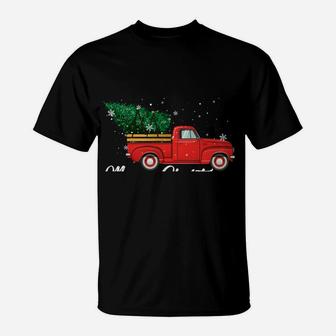 Red Truck Pick Up Christmas Tree Vintage Retro Hoodies T-Shirt | Crazezy UK