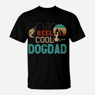 Reel Cool Dog Dad Vintage Funny Fishing Rod Gifts For Dogdad T-Shirt | Crazezy