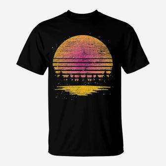 Reflection Full Moon Nature Wildlife Trees Retro Forest T-Shirt | Crazezy