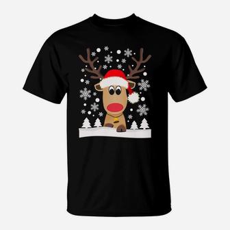 Reindeer Christmas Xmas Snowflakes Sweatshirt T-Shirt | Crazezy