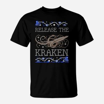Release The Kraken Funny Ugly Christmas Sweater Design T-Shirt | Crazezy DE