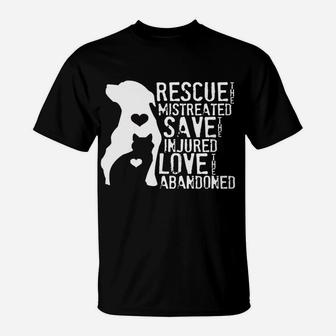 Rescue Save Love Animal Rescue, Dog Lover Cat Lover Hoodie T-Shirt | Crazezy UK
