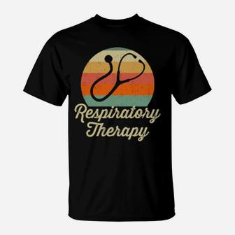 Respiratory Therapy Therapist Retro Sunset Vintage Design T-Shirt - Monsterry