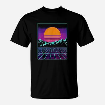 Retro 80S Aesthetic Outrun Style Sun T-Shirt | Crazezy