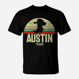 Retro Austin Texas Cowboy Hat On Cowboy Boot Vintage Sweatshirt T-Shirt | Crazezy AU