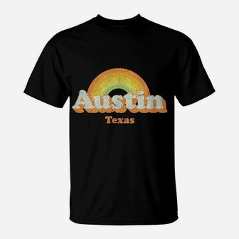 Retro Austin Texas Tx T Shirt Vintage 70S Rainbow Tee Design T-Shirt | Crazezy AU