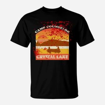 Retro Camp Counselor Crystal Lake With Blood Stains T-Shirt | Crazezy