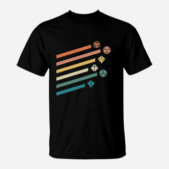 Retro Colors Minimalist Polyhedral Dice Set Nerdy T-Shirt | Crazezy UK