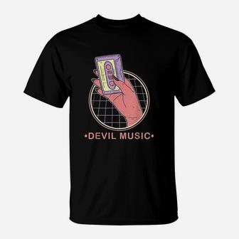 Retro Devil Music Gift 80S Aesthetic Occult T-Shirt | Crazezy