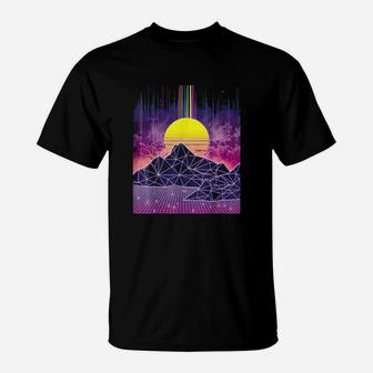 Retro Digital Sunset 1980S Aesthetic Art T-Shirt | Crazezy UK