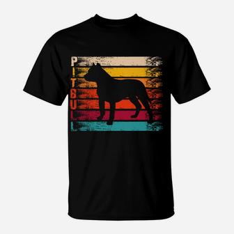 Retro Distressed Pitbull Silhouette Dog Lover Gift Pittie T-Shirt | Crazezy