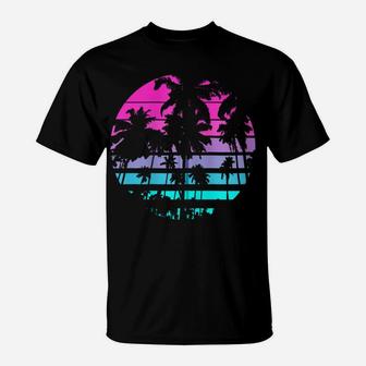 Retro Eighties 80S & 90S Beach Style Design With Palm Trees Zip Hoodie T-Shirt | Crazezy