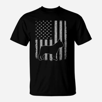 Retro French Bulldog American Flag Dog Dad Dog Mom T-Shirt | Crazezy CA
