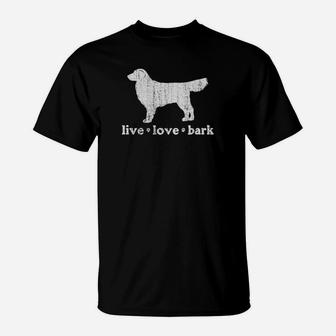 Retro Golden Retriever Live Love Bark Sweatshirt T-Shirt | Crazezy