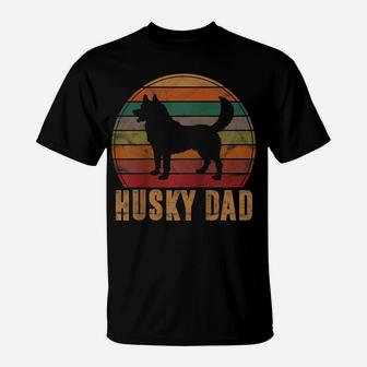 Retro Husky Dad Gift Dog Owner Pet Siberian Huskies Father Raglan Baseball Tee T-Shirt | Crazezy UK