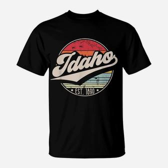Retro Idaho Home State Id Cool 70S Style Sunset Gift T-Shirt | Crazezy
